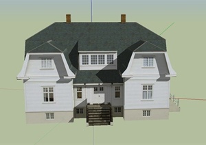 某欧式两层阁楼住宅建筑设计SU(草图大师)模型