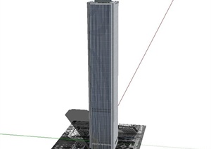 某现代超高层方形办公建筑设计SU(草图大师)模型