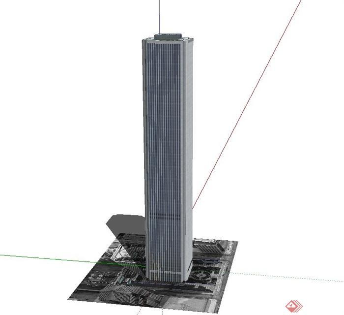 某现代超高层方形办公建筑设计SU模型(1)