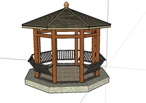 某木质八角亭建筑设计SU(草图大师)模型