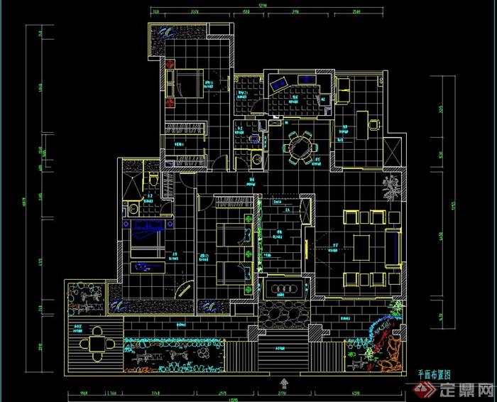 某中式住宅空间室内设计CAD施工图与JPG效果图(3)