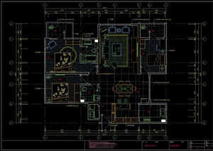 某混搭风格两室两厅住宅空间室内设计CAD施工图