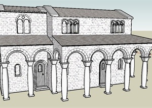 欧式风格二层建筑设计SU(草图大师)模型