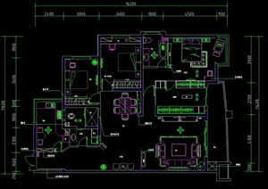 某简约风格三居室装修设计CAD施工图（JPG含效果）