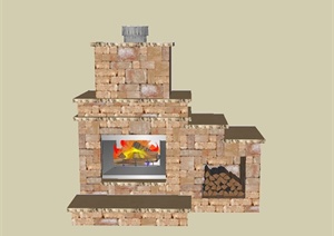 某现代室内壁炉设计SU(草图大师)模型
