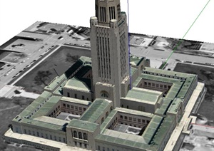 内布拉斯加州议会大厦建筑设计SU(草图大师)模型