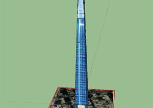 某高层现代塔楼建筑设计SU(草图大师)模型