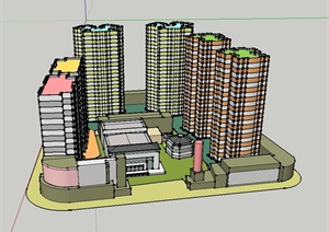 现代某居住小区高层建筑设计SU(草图大师)模型