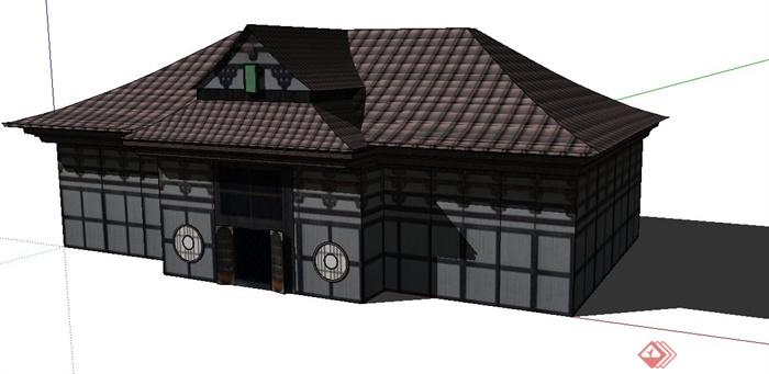 日式古建筑设计su模型(1)