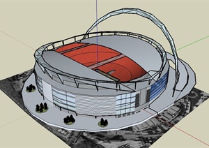 现代风格温布利球场体育馆建筑设计SU(草图大师)模型