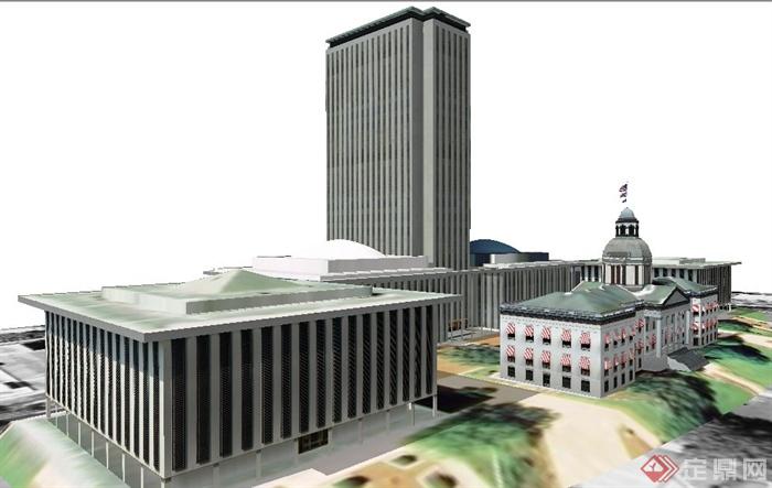 佛罗里达州的国会大厦建筑设计su模型(2)