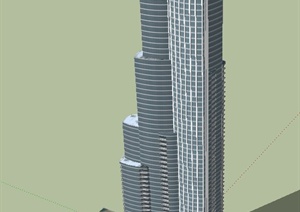 一栋超高层综合大楼建筑设计SU(草图大师)模型