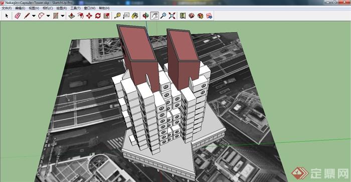 现代风格中银胶囊塔住宅建筑设计su模型(2)
