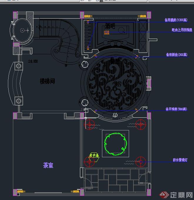 深圳某高端空中别墅装饰设计CAD施工图(含效果图和部分模型)(6)