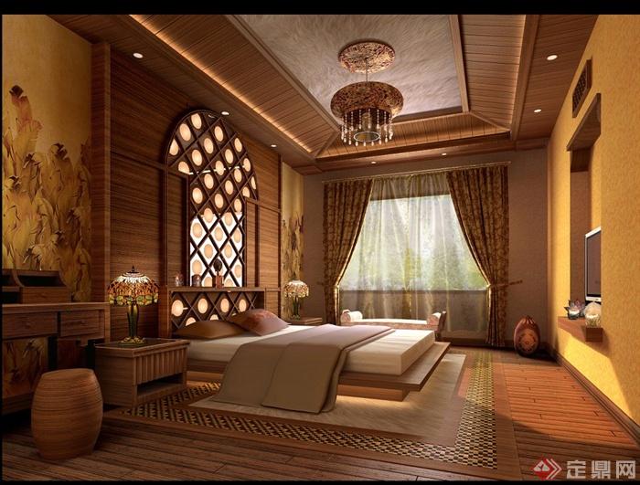 某东南亚风格住宅空间室内设计CAD施工图与JPG效果图(1)