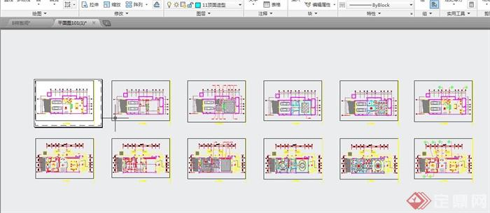 现代某多层别墅室内空间设计CAD施工图与JPG家具效果图(4)