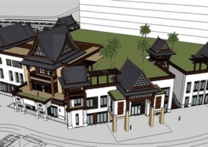 某新古典风格度假酒店建筑设计SU(草图大师)模型