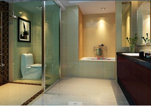 现代风格住宅卫生间室内设计3dmax模型（含效果图）