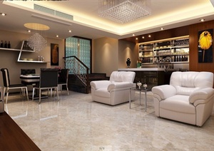 室内装饰现代客餐厅设计3dmax模型（含效果图）