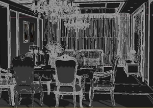 室内装饰欧式客餐厅设计3dmax模型