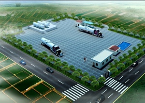 现代某城南液化气站建筑设计CAD设计图+PSD效果图+3DMAX模型