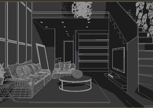 某别墅现代客厅室内设计3dmax模型