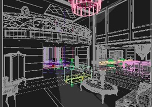 欧式别墅客厅、餐厅室内设计3dmax模型