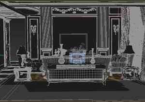 欧式风格别墅客厅室内装饰3dmax模型