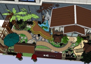 某私人庭院花园景观设计SU(草图大师)模型