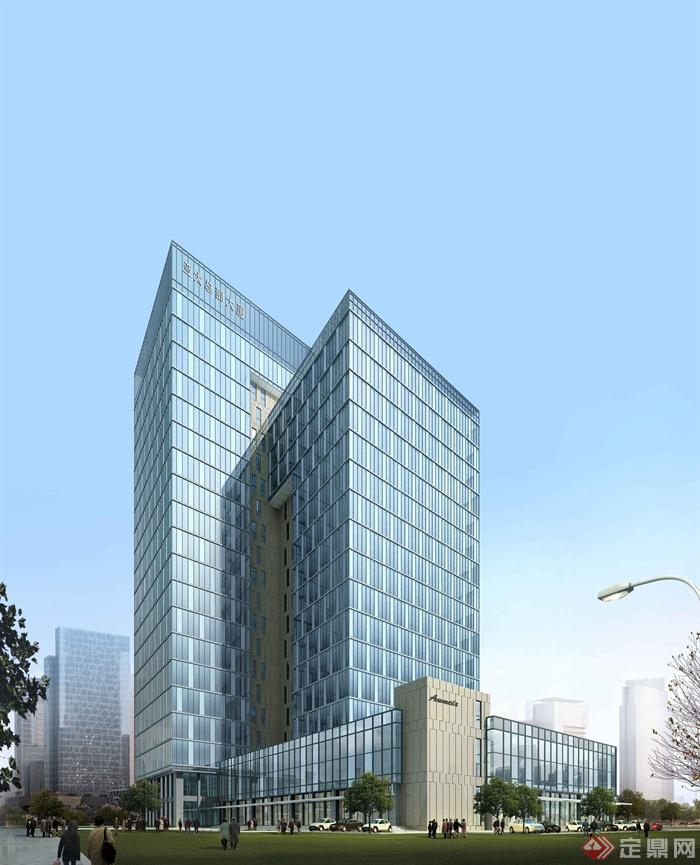 某现代风格亚太总部办公大厦建筑设计3dmax模型（含效果图）