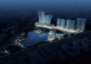 宁波某现代风格酒店建筑设计3dmax模型（含效果图）