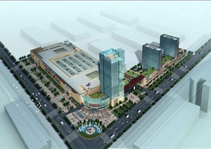 现代某广亿财富中心商业建筑设计3DMAX模型与PSD效果图