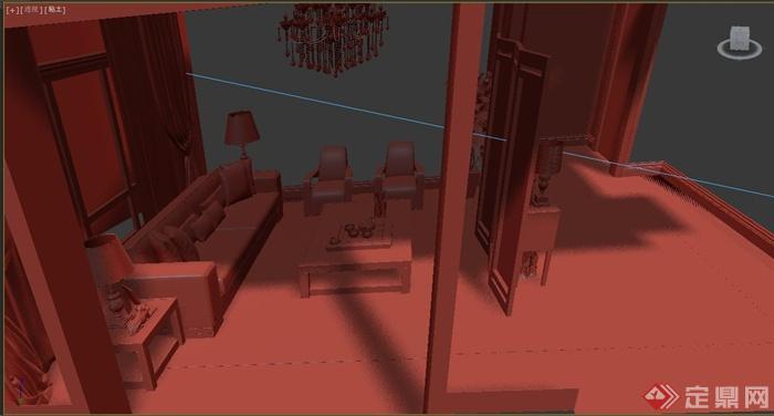室内中式客厅装饰设计3DMAX模型(1)