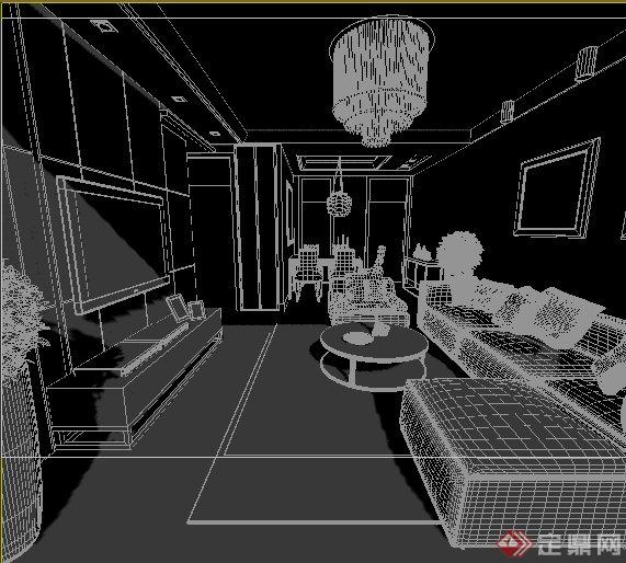 现代住宅客餐厅室内装饰3dmax模型(1)