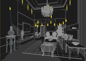 别墅住宅客餐厅室内装饰3DMAX模型