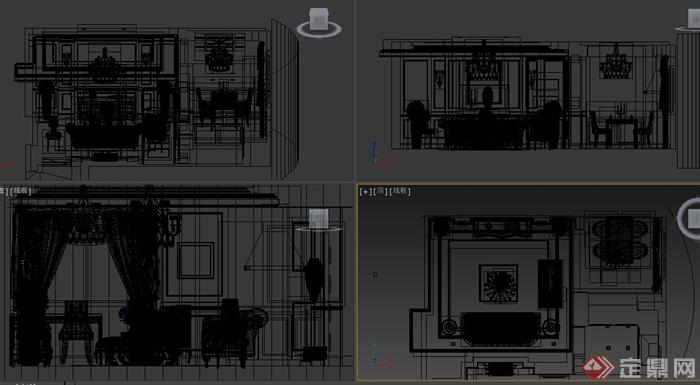 某现代简约风格客厅与餐厅室内家装设计3DMAX模型(2)