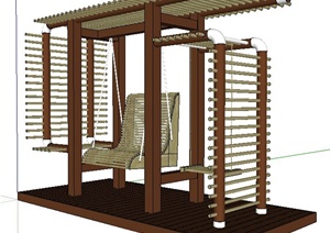 现代风格花架秋千椅组合SU(草图大师)模型