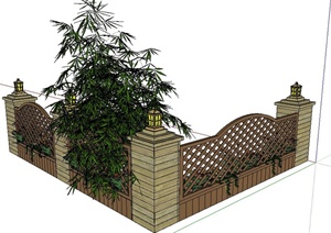 园林景观转角围墙SU(草图大师)模型