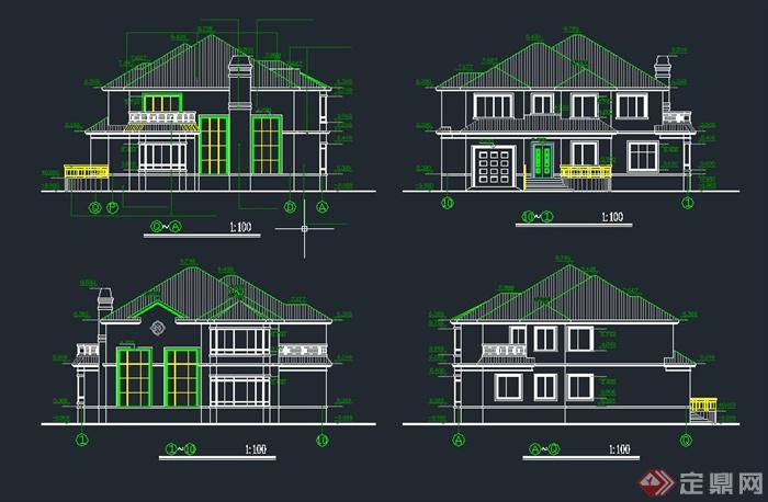 多套别墅建筑设计CAD方案图（带效果图）(3)