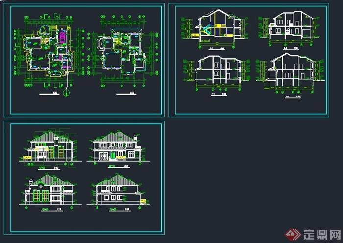 多套别墅建筑设计CAD方案图（带效果图）(4)