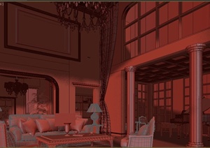 别墅客厅家装设计3DMAX模型