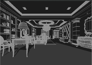 欧式风格住宅客餐厅室内装修设计3dmax模型
