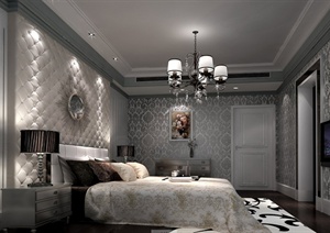 某欧式风格跃层别墅室内设计CAD图与JPG效果图