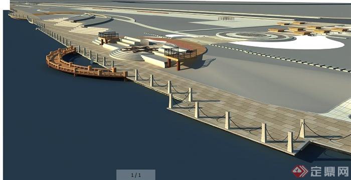某现代中式滨江公园景观设计3dmax模型（含效果图）(3)