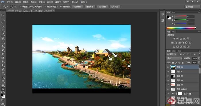 某现代中式滨江公园景观设计3dmax模型（含效果图）(4)