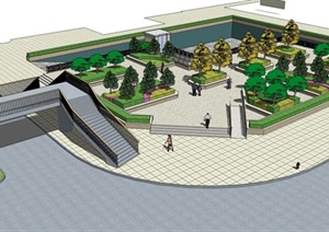北大街地铁广场景观设计SU(草图大师)模型