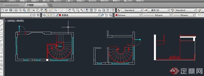 建筑室内旋转楼梯设计SU模型（附CAD平面图）(3)