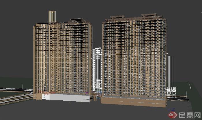某现代新古典风格高层住宅建筑设计3DMAX模型与PSD效果图(4)