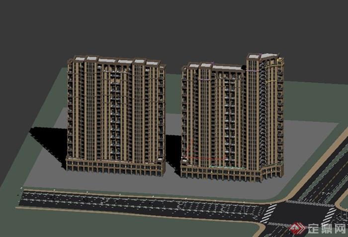 某现代新古典风格高层住宅建筑设计3DMAX模型与PSD效果图(5)