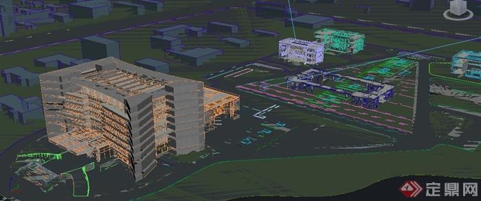 现代风格服务中心建筑设计3dmax模型（含效果图）(6)